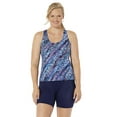 thumbnail image 1 of Swimsuits For All Women's Plus Size Chlorine Resistant Racerback Tankini Set With Bike Short 8 Blue Droplet, Navy, 1 of 5