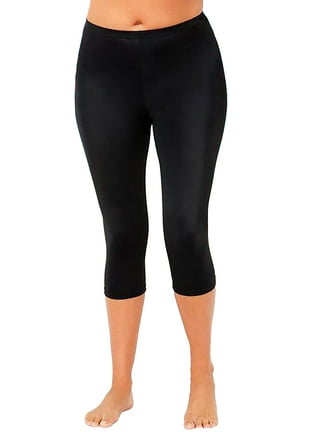 Plus Size Women's Mesh Pocket High Waist Swim Capri by Swim 365 in Black ( Size 16)