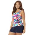 thumbnail image 1 of Swimsuits For All Women's Plus Size Classic Tankini Set With Skirt 22 Multi Tropical, Navy, 1 of 5