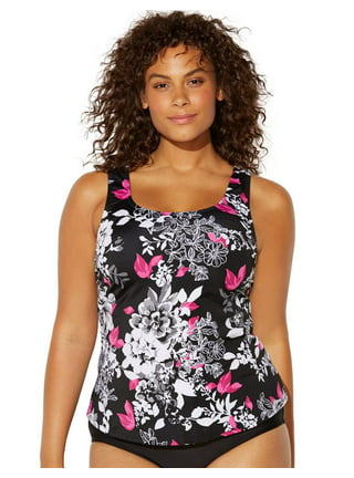 Swimsuits For All Women's Plus Size Loop Strap Blouson Tankini Top - 8,  Blue : Target