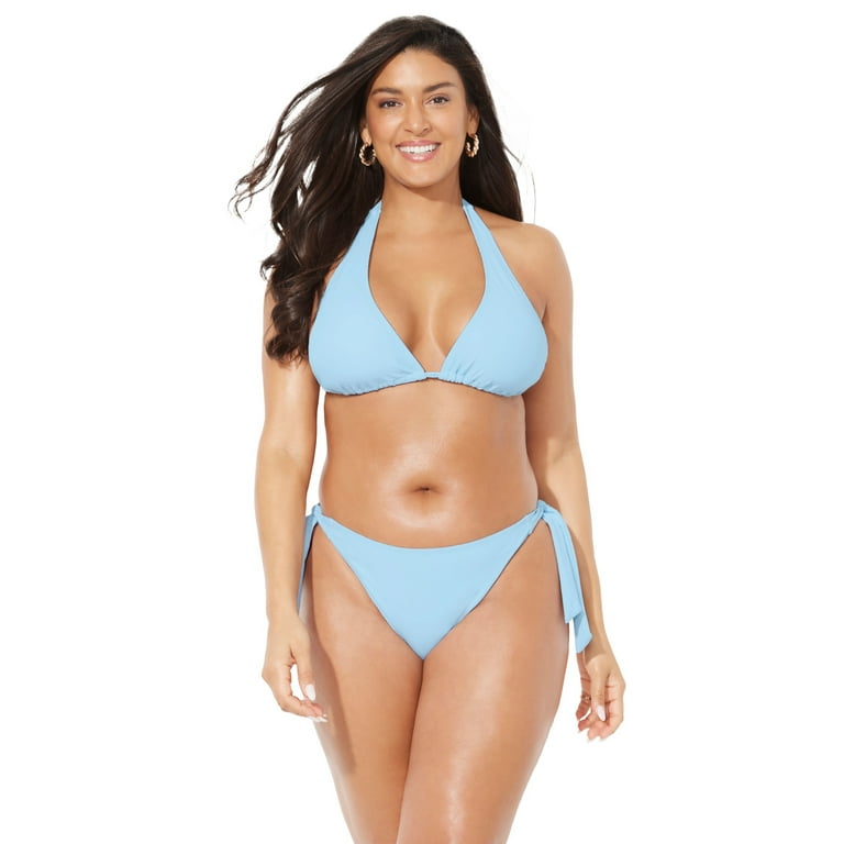 Swimsuits For All Women s Plus Size Elite Triangle Bikini Set 20 Ribbed Baby Blue Ribbed Baby Blue Walmart