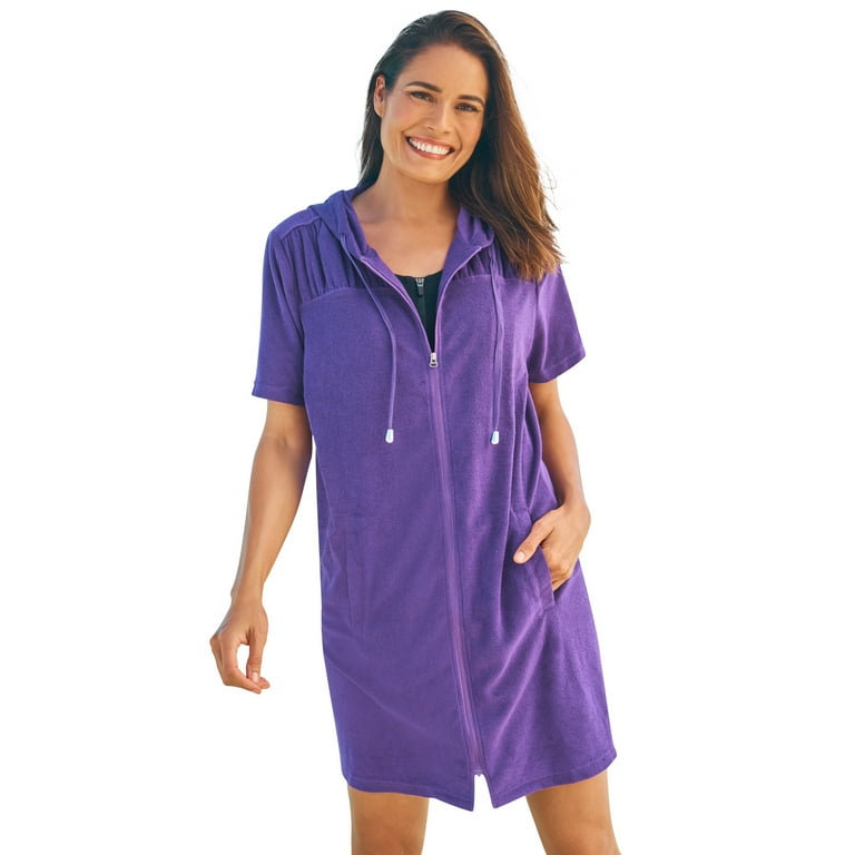 Swimsuits For All Women's Plus Size Hooded Terry Swim Cover Up 26/28  Mirtilla