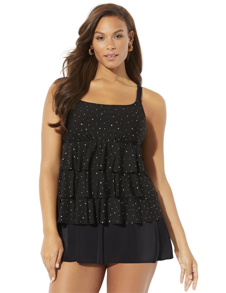 Swimsuits For All Women's Plus Size Longitude Daybreak Ruffle Swimdress