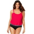 thumbnail image 1 of Swimsuits For All Women's Plus Size Loop Strap Blouson Tankini Set 12 Pink, Black, 1 of 6