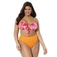 thumbnail image 1 of Swimsuits For All Women's Plus Size Mentor Tie Front High Waist Bikini Set 20 Orange Tie Dye, Orange, 1 of 4