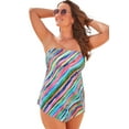 thumbnail image 1 of Swimsuits For All Women's Plus Size Scarf Bandeau Longer Length Tankini Top, 1 of 4