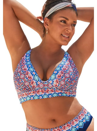 Swimsuits For All Women's Plus Size Tie Front Cup Sized Cap Sleeve  Underwire Bikini Top 16 D/Dd White