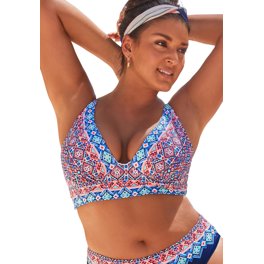 Swimsuits for All Women's Plus Size Crochet Bra Sized Underwire Bikini Top,  36 F - Tropical