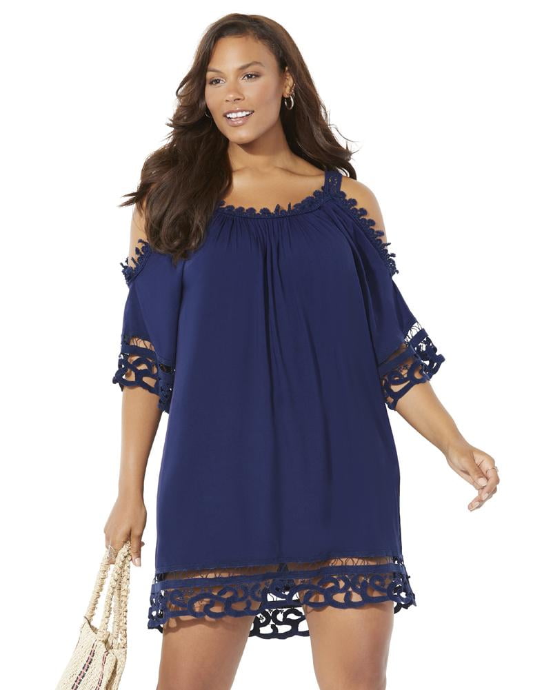 Swimsuits For All Women s Plus Size Vera Crochet Cold Shoulder