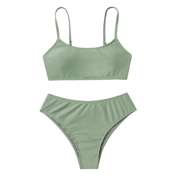 Swimsuits For Girls Girls Multi Color Strapless Swimsuit Little Cute Bikini For Big Kids Sport Outfits Green 13 Years-14 Years