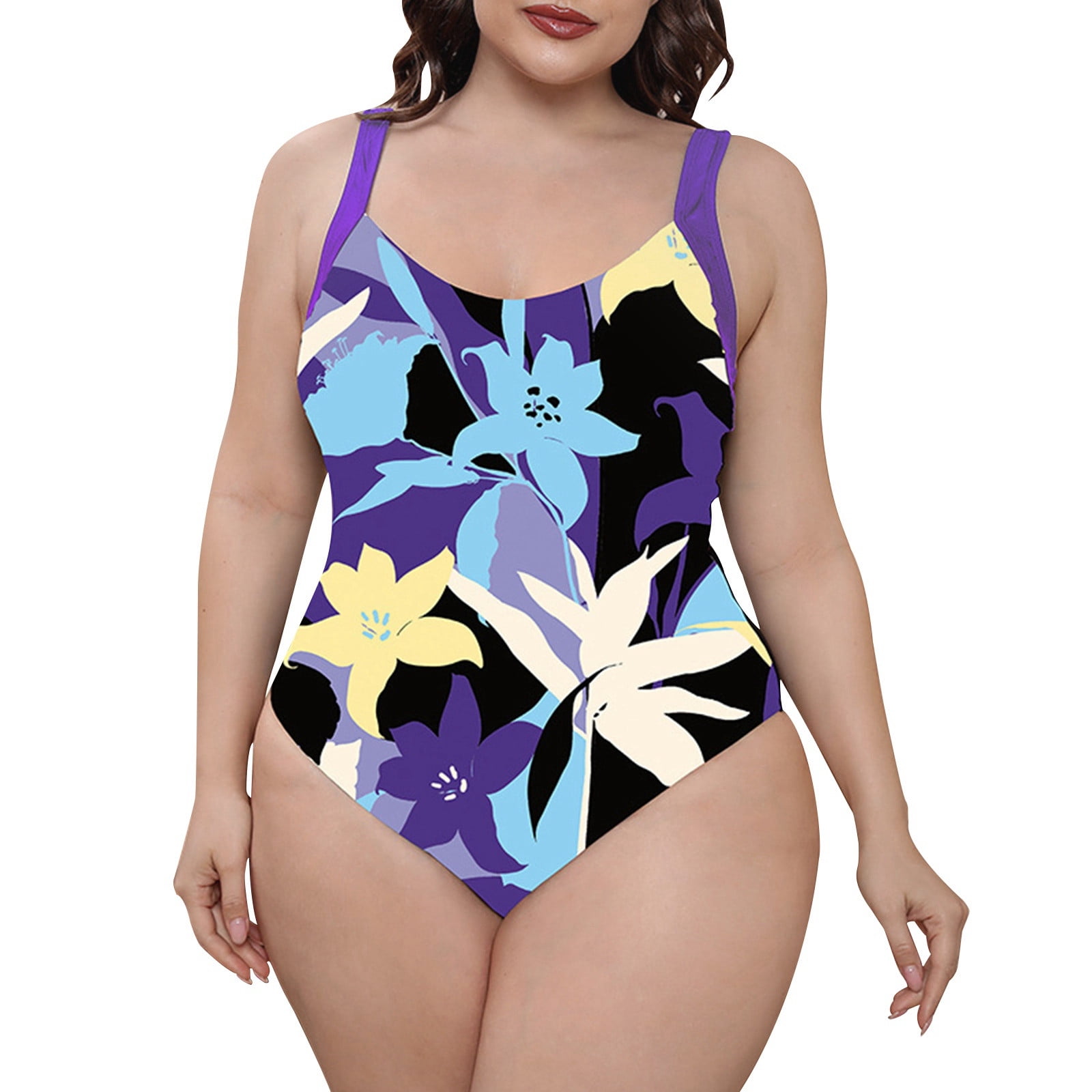 Swimsuits For Women New Large Size Colorful Flower Wavy Leopard Print