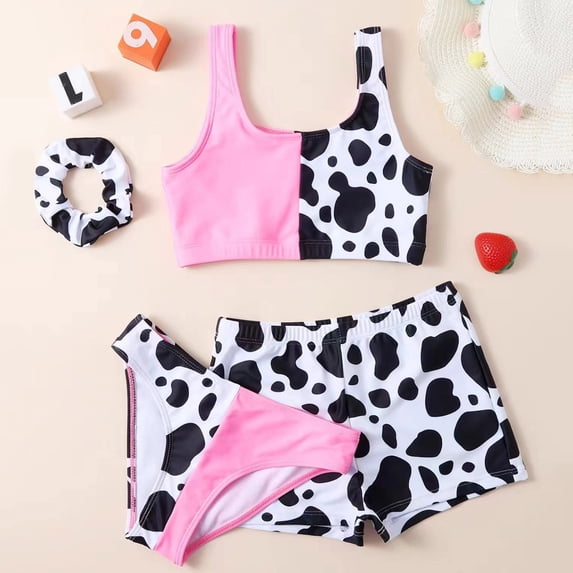 Swimsuits Girl's 3 Piece Bikini Swimwear with Shorts Cove Up Sets Summer Beach Swimwear Teen Bathing Suit 10-12 Years