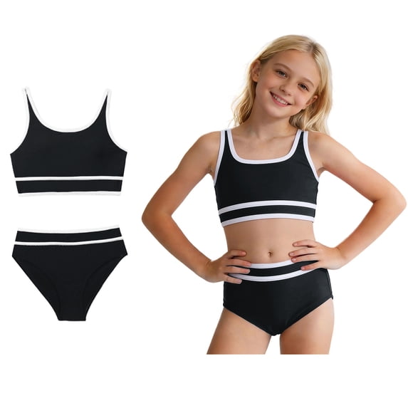 Swimsuits Girls Two Pieces Swimsuit Quick Dry Summer Beach Swimwear Cute Bathing Suits 10Y