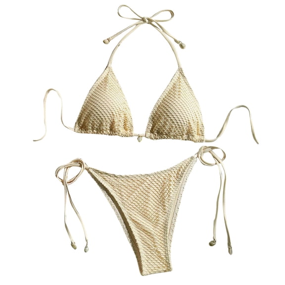 Swimsuits Sexy Solid Color Mesh Halterneck Bikini Beach Swimsuit Beige Womens One Piece Swimsuits