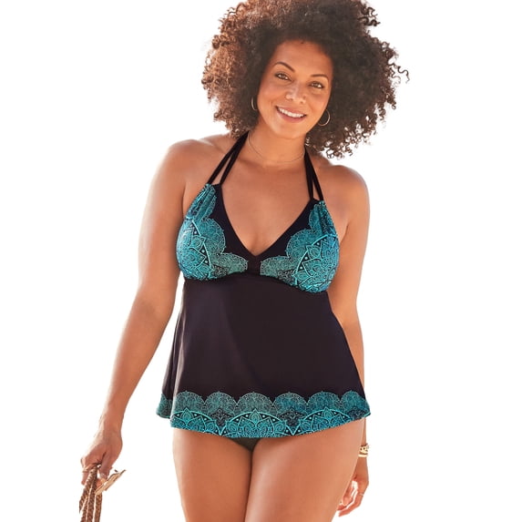 Swimsuits for All Apron Halter Tankini Set