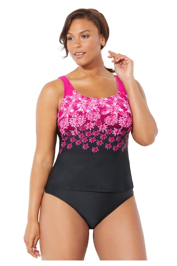 Chlorine Resistant Classic Tankini Set With Full Coverage Swim Brief