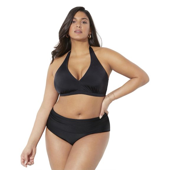 Swimsuits for All Diva Halter Bikini Set With Foldover Brief