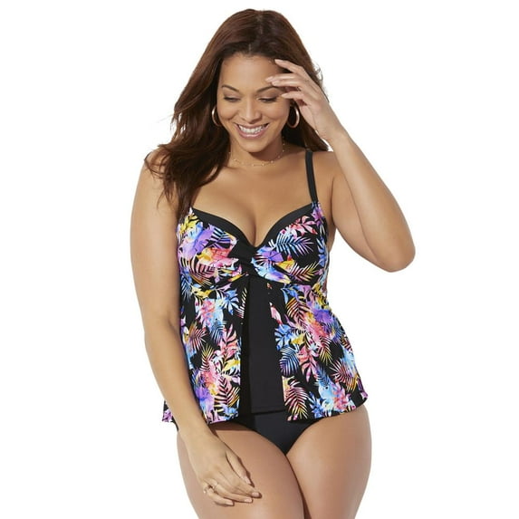 Swimsuits for All Faux Flyaway Underwire Tankini Set