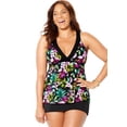 thumbnail image 1 of Swimsuits for All Longer Length Surplice Tankini Set With Side Slit Skirt, 1 of 4