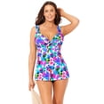 thumbnail image 1 of Swimsuits for All Longer Length Twist Front Tankini Top With Mid Waist Swim Brief, 1 of 5