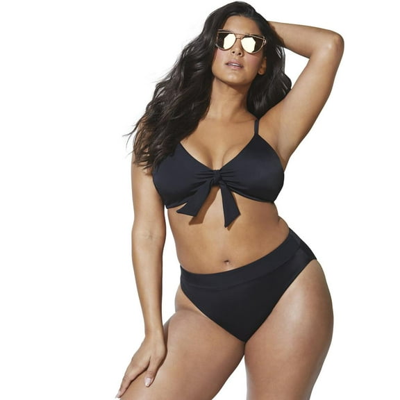 Swimsuits for All Mentor Tie Front High Waist Bikini Set