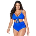 thumbnail image 1 of Swimsuits for All Mentor Tie Front Shirred High Waist Bikini Set, 1 of 5