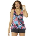 thumbnail image 1 of Swimsuits for All V-Neck Flowy Tankini Set With Banded Short, 1 of 4
