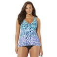 thumbnail image 1 of Swimsuits for All V-Neck Flowy Tankini Set With Full Coverage Swim Brief, 1 of 5