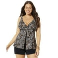 thumbnail image 1 of Swimsuits for All V-Neck Twist Tankini Set With Banded Short, 1 of 5