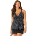 thumbnail image 1 of Swimsuits for All V-Neck Twist Tankini Set With Side Slit Skirt, 1 of 5