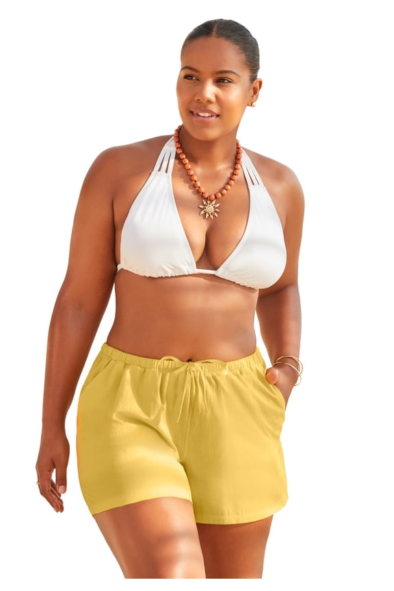 Women's Cotton Tie-Front Cover Up Shorts