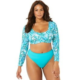 Swimsuits for All Women s Plus Size Long Sleeve Underwire Mesh Bikini Top Walmart