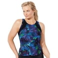 thumbnail image 1 of Swimsuits for All Women's Chlorine Resistant High Neck Racerback Tankini Top, 1 of 2