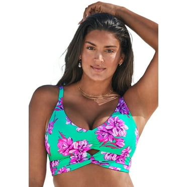 Swimsuits for All Women's Plus Size Cut Out Longline Bikini Top