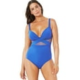 thumbnail image 1 of Swimsuits for All Women's Plus Size Cut Out Mesh Underwire One Piece Swimsuit, 1 of 5