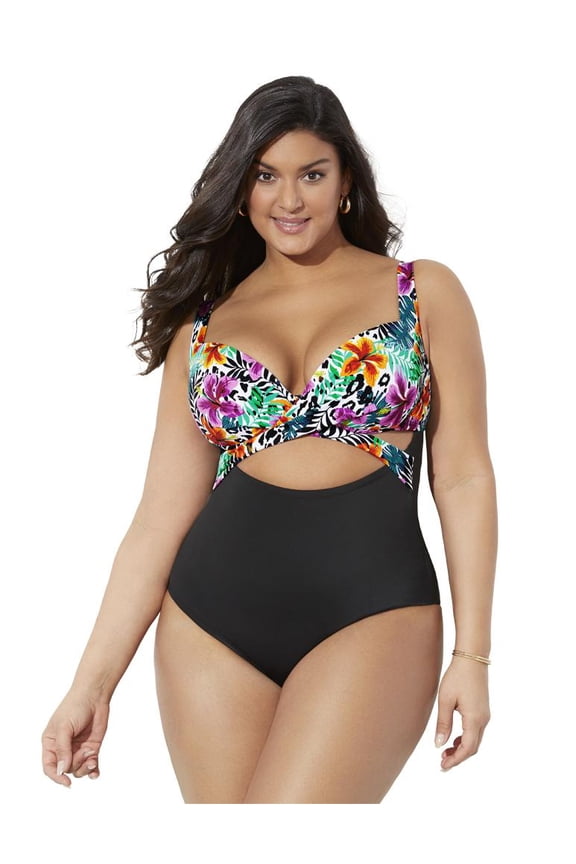 Women's Cut Out Underwire One Piece Swimsuit