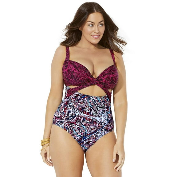 Swimsuits for All Women's Cut Out Underwire One Piece Swimsuit