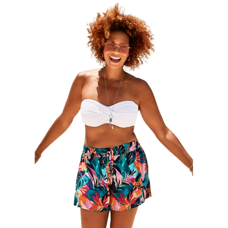 Swimsuits for All Women s Plus Size Emma Tie Front Beach Shorts Walmart