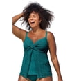 thumbnail image 1 of Swimsuits for All Women's Faux Flyaway Crochet Underwire Tankini Top, 1 of 4
