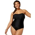 thumbnail image 1 of Swimsuits for All Women's Fringe Bandeau One Piece Swimsuit, 1 of 6