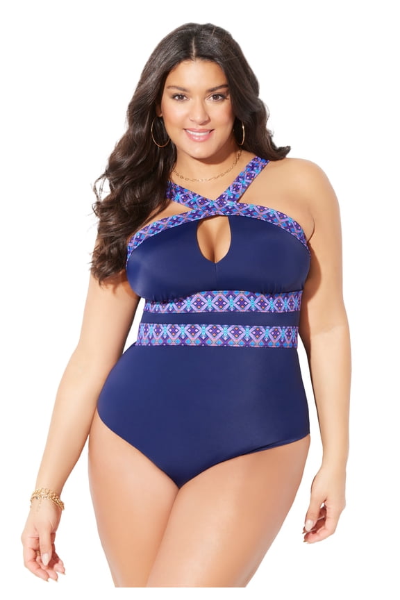 Women's High Neck Keyhole One Piece