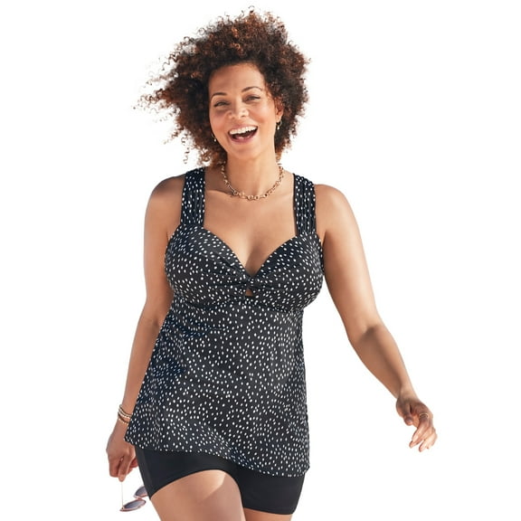 Swimsuits for All Women's Longer Length Twist Front Tankini Top