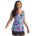thumbnail image 1 of Swimsuits for All Women's Longer Length Twist Front Tankini Top, 1 of 4
