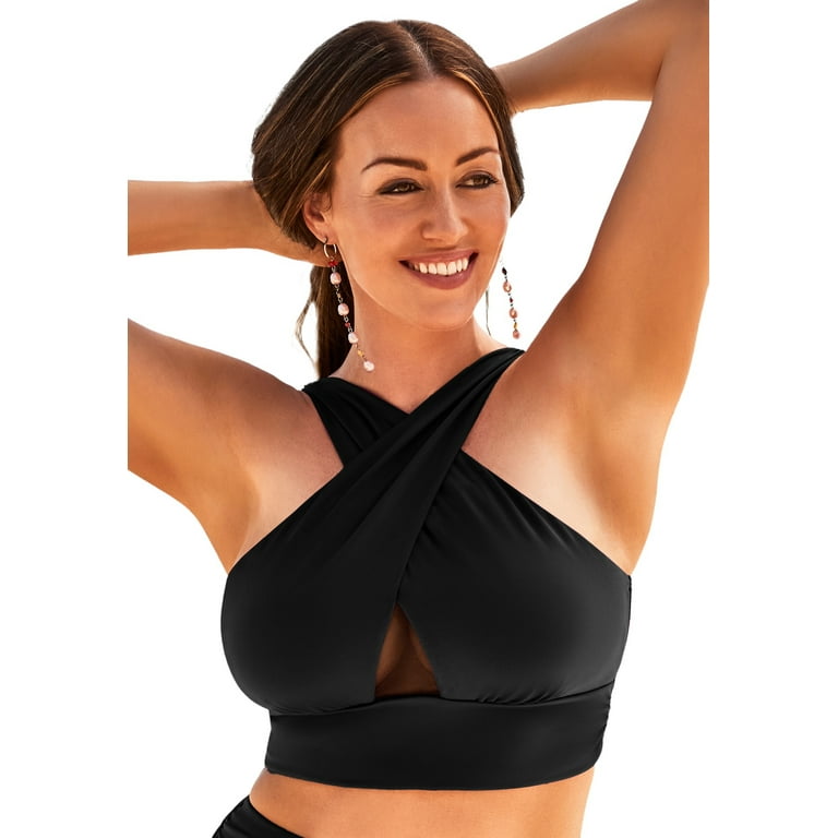 Swimsuits for All Women s Plus Size Longline High Neck Bikini Top