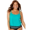thumbnail image 1 of Swimsuits for All Women's Loop Strap Blouson Tankini Top, 1 of 3