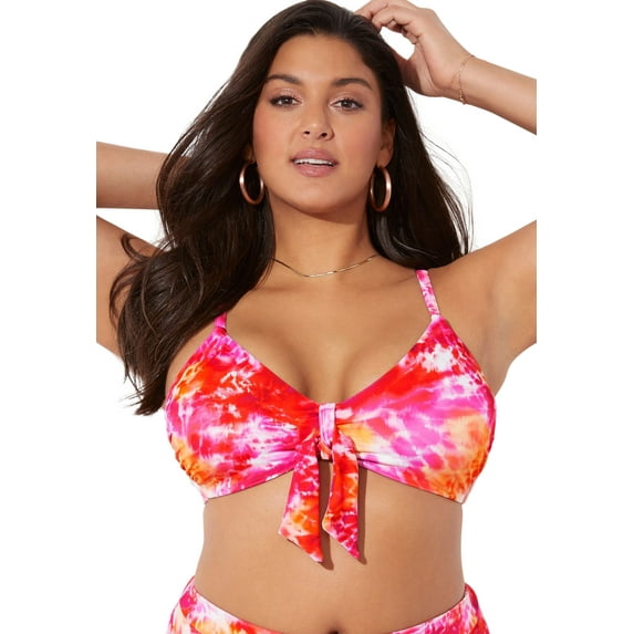 Swimsuits for All Women's Mentor Tie Front Bikini Top
