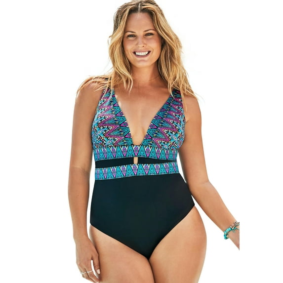 Swimsuits for All Women's Plunge One Piece Swimsuit
