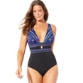 thumbnail image 1 of Swimsuits for All Women's Plunge One Piece Swimsuit, 1 of 4