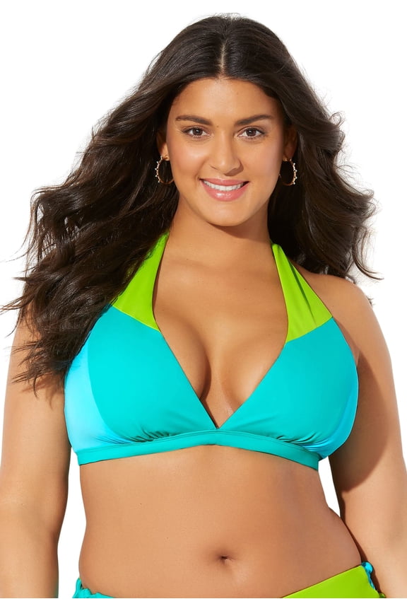 Women's Romancer Colorblock Halter Triangle Bikini Top