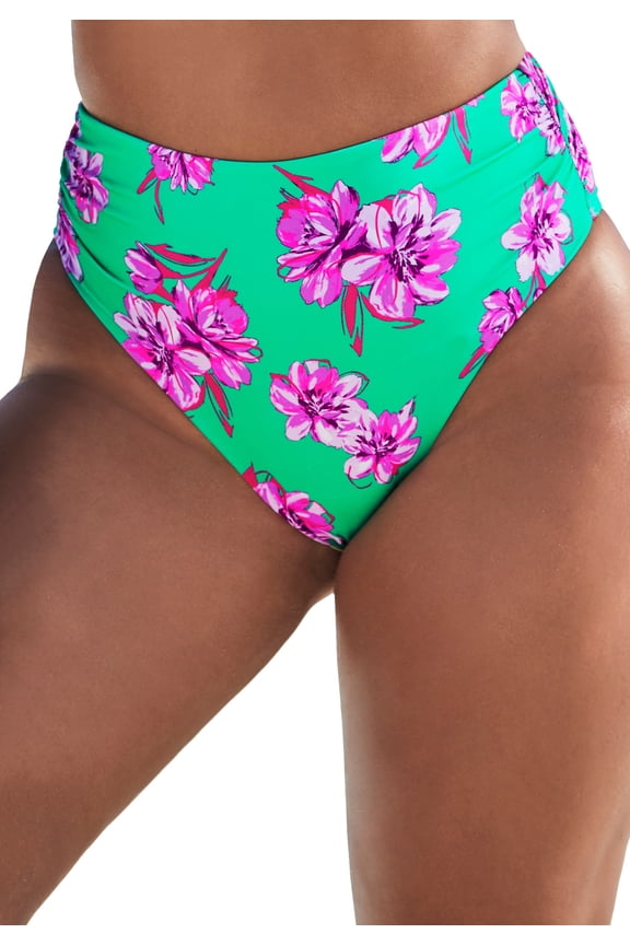 Women's Side Shirred High Waist Swim Brief